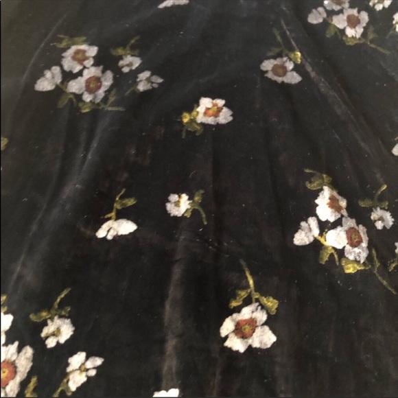 Free People black suede floral dress button back - Picture 7 of 8